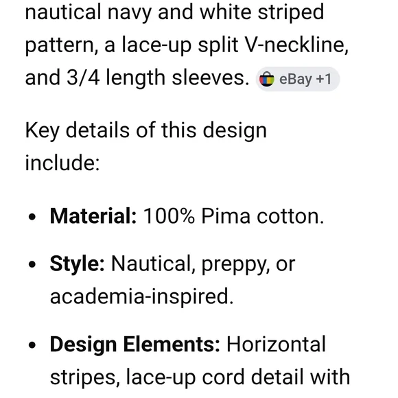 Tommy Bahama Navy & White Striped Lace-Up Top - Picture 7 of 7